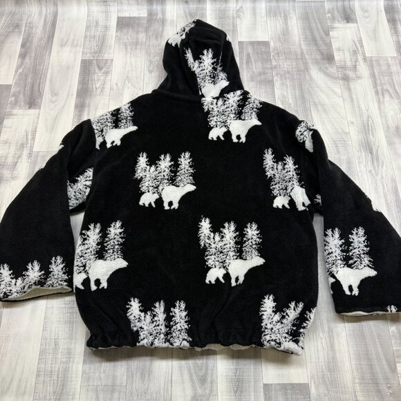 ✅Womens VTG Denali Sherpa Fleece Reversible Jacket Full Zip Polar Bear/Pine tree - Picture 2 of 12